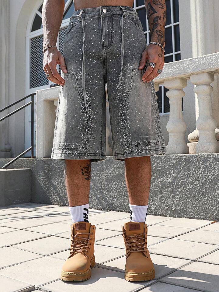 Double Layered Rhinestone Jorts