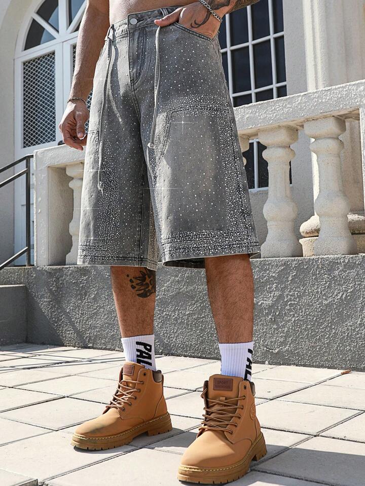 Double Layered Rhinestone Jorts