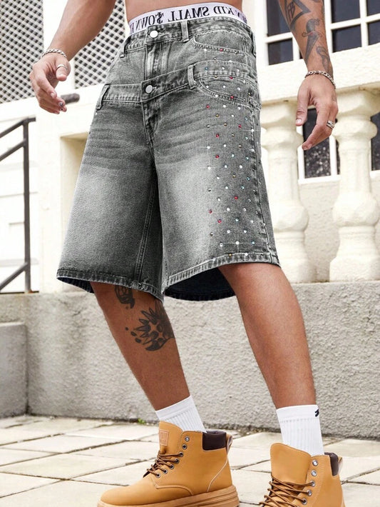 Double Layered Rhinestone Jorts