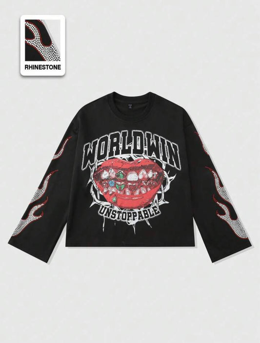 Long Sleeve Rhinestone Tee (Multi color)