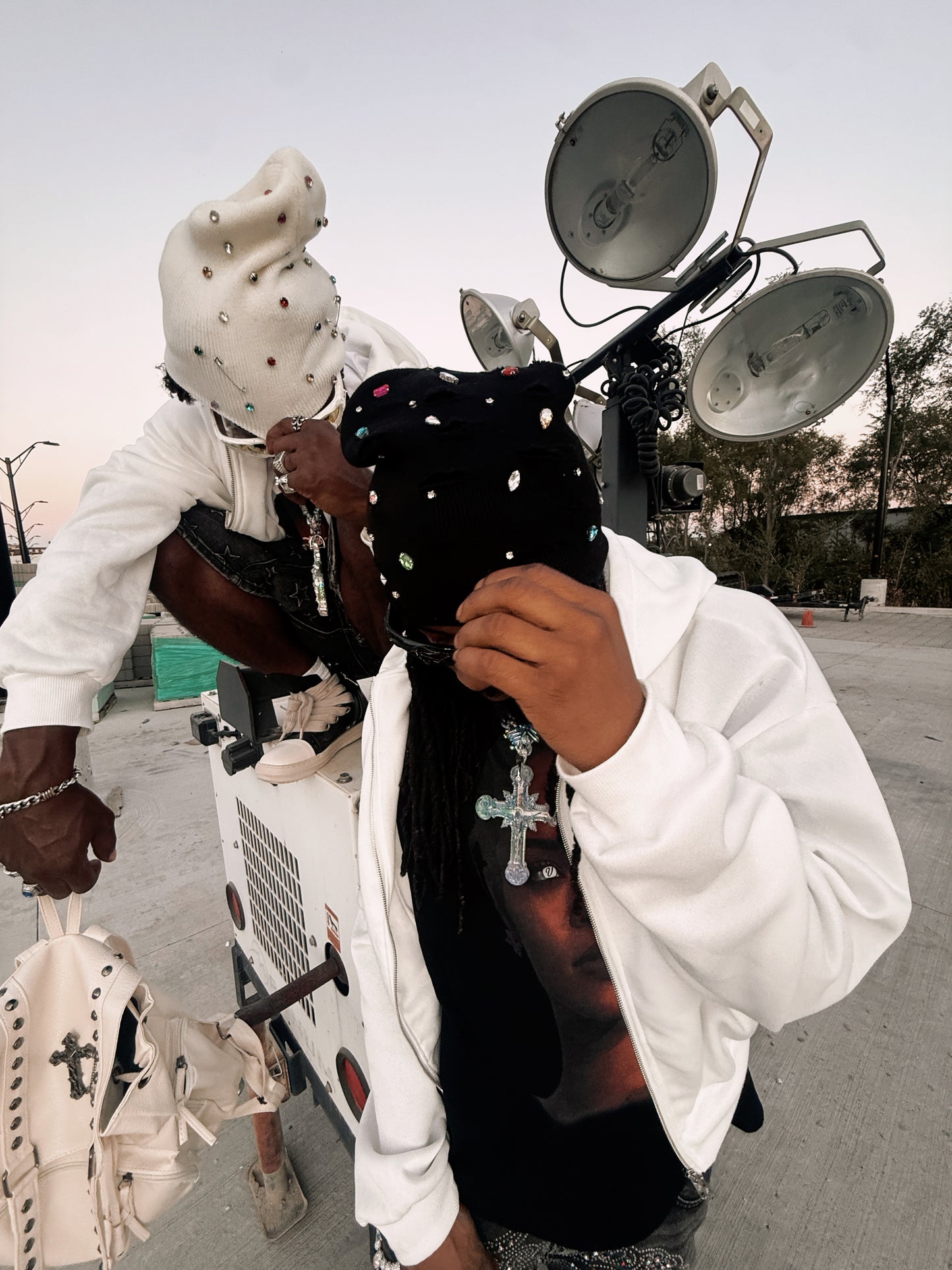 White Rhinestone Beanie