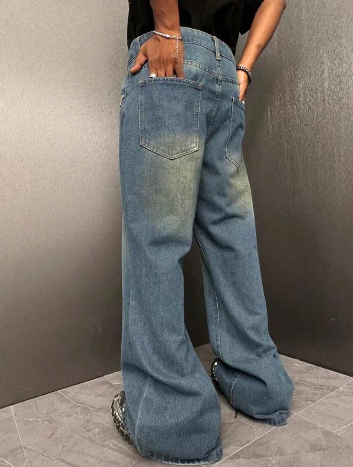 Rhinestone Wide Leg Jeans