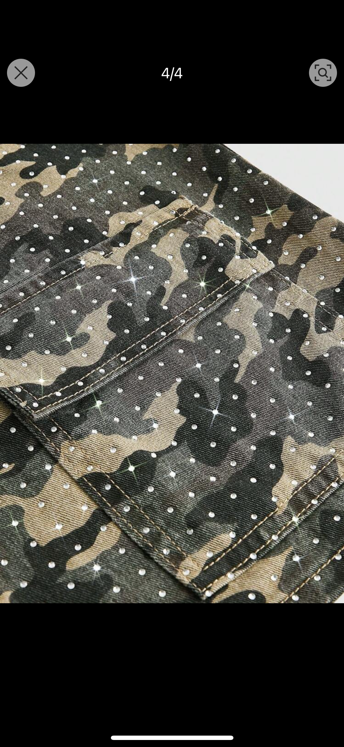 RHINESTONE CAMO JORTS