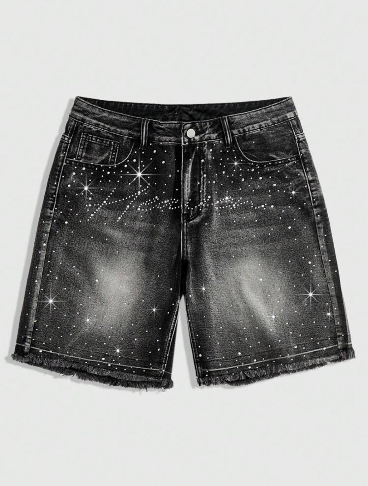 ‘Heaven’ rhinestone jorts