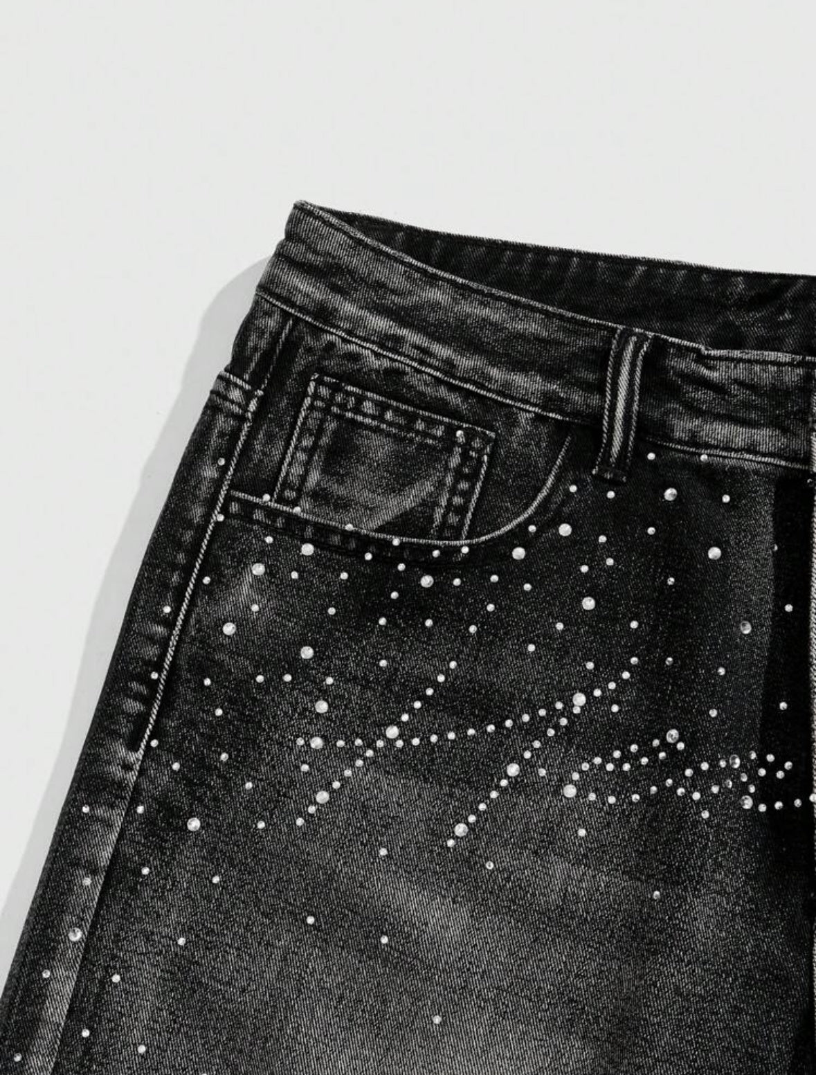 ‘Heaven’ rhinestone jorts