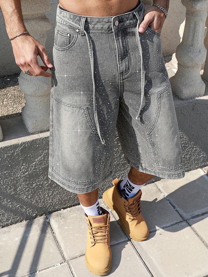 Double Layered Rhinestone Jorts