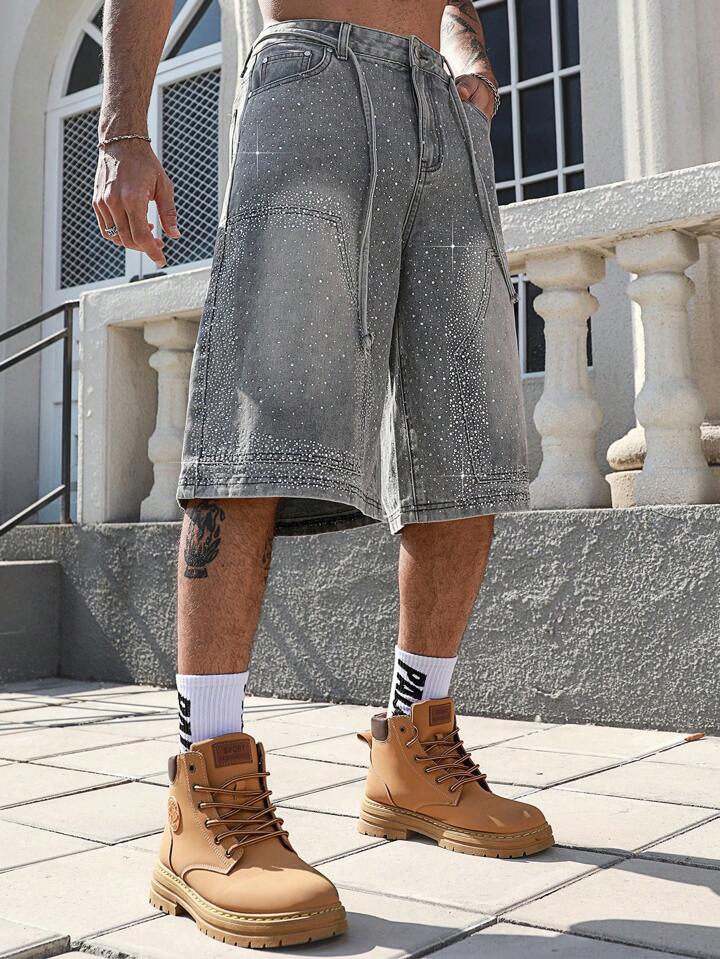 Double Layered Rhinestone Jorts