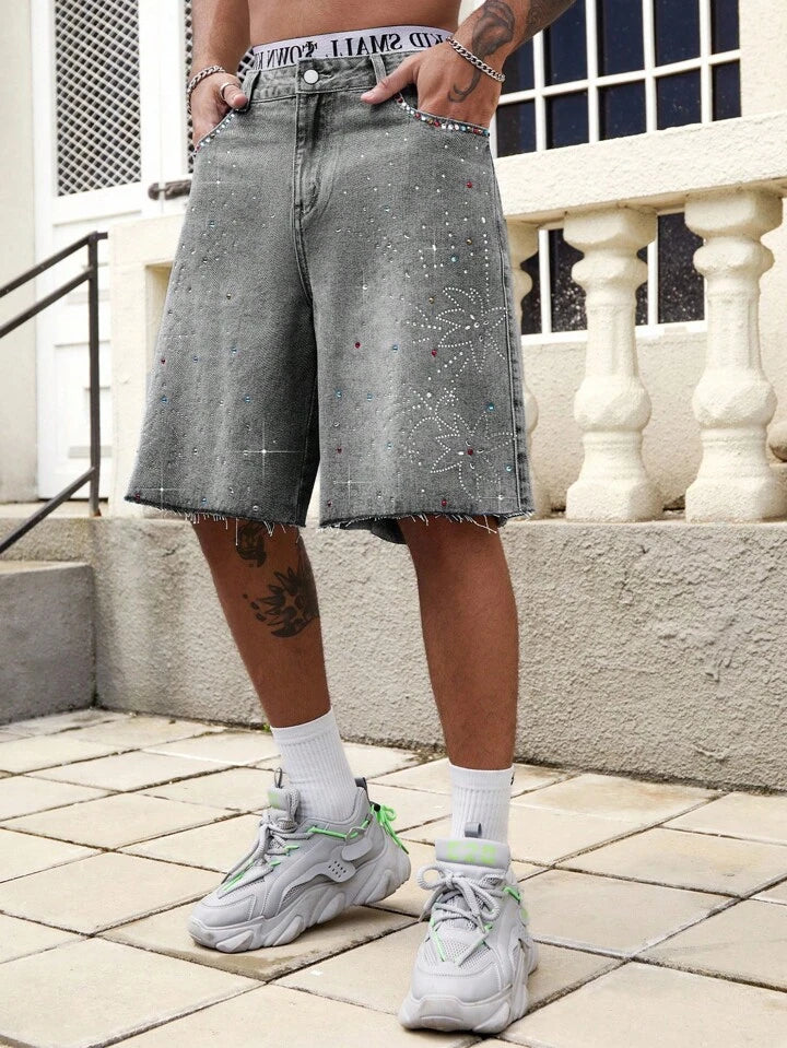 Double Layered Rhinestone Jorts