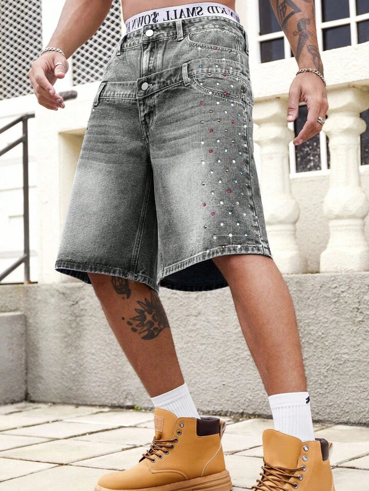 Double Layered Rhinestone Jorts